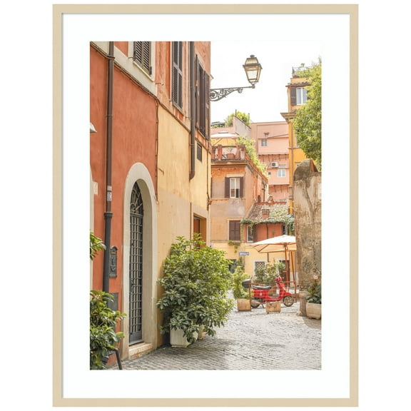 Amanti Art Roman Street Wood Framed Wall Art Print