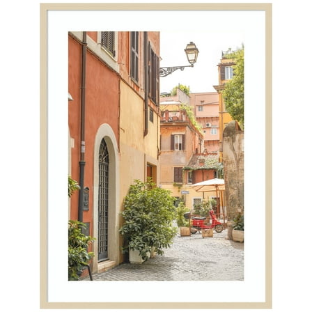 Amanti Art Roman Street Wood Framed Wall Art Print