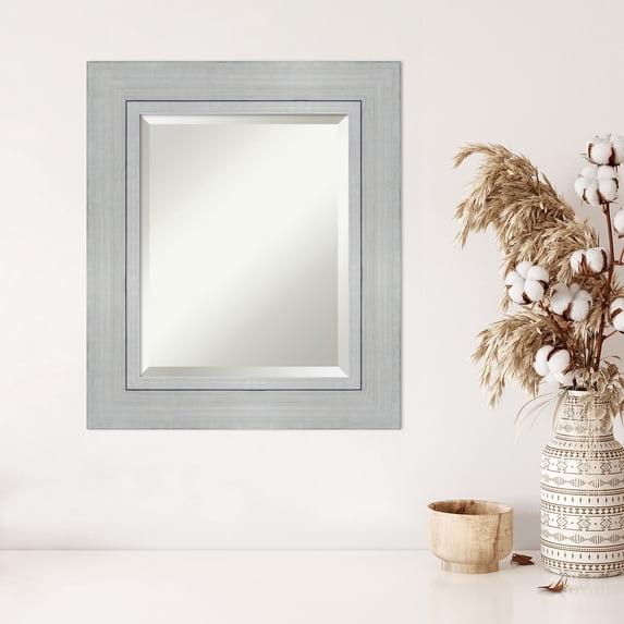 Amanti Art Romano Silver Beveled Wood Wall Mirror 27.25 x 23.25 in.