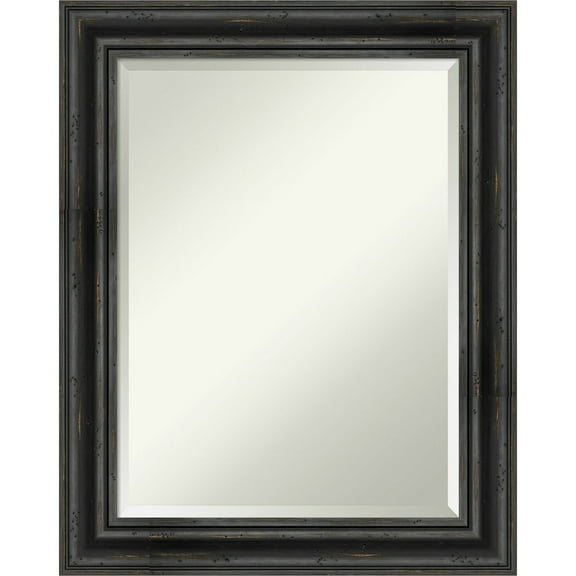 Amanti Art Rustic Pine Black Beveled Wood Wall Mirror 29.5 x 23.5 in.