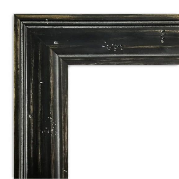 Amanti Art Rustic Pine Black Narrow Beveled Wood Wall Mirror 25.5 x 31.5 in.