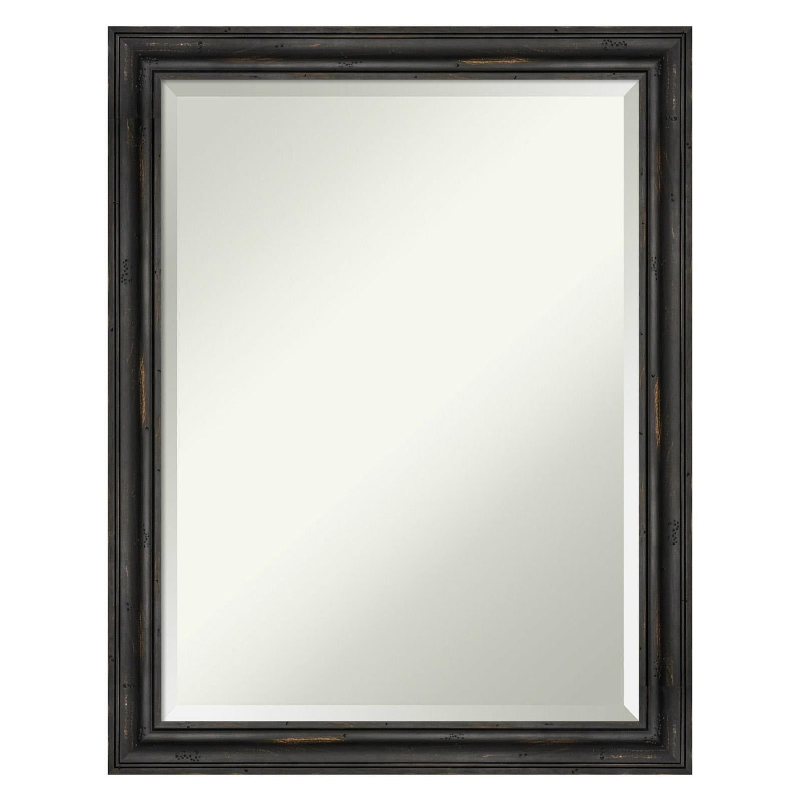 Rustic Black Pine Rectangular Beveled Bathroom Vanity Mirror