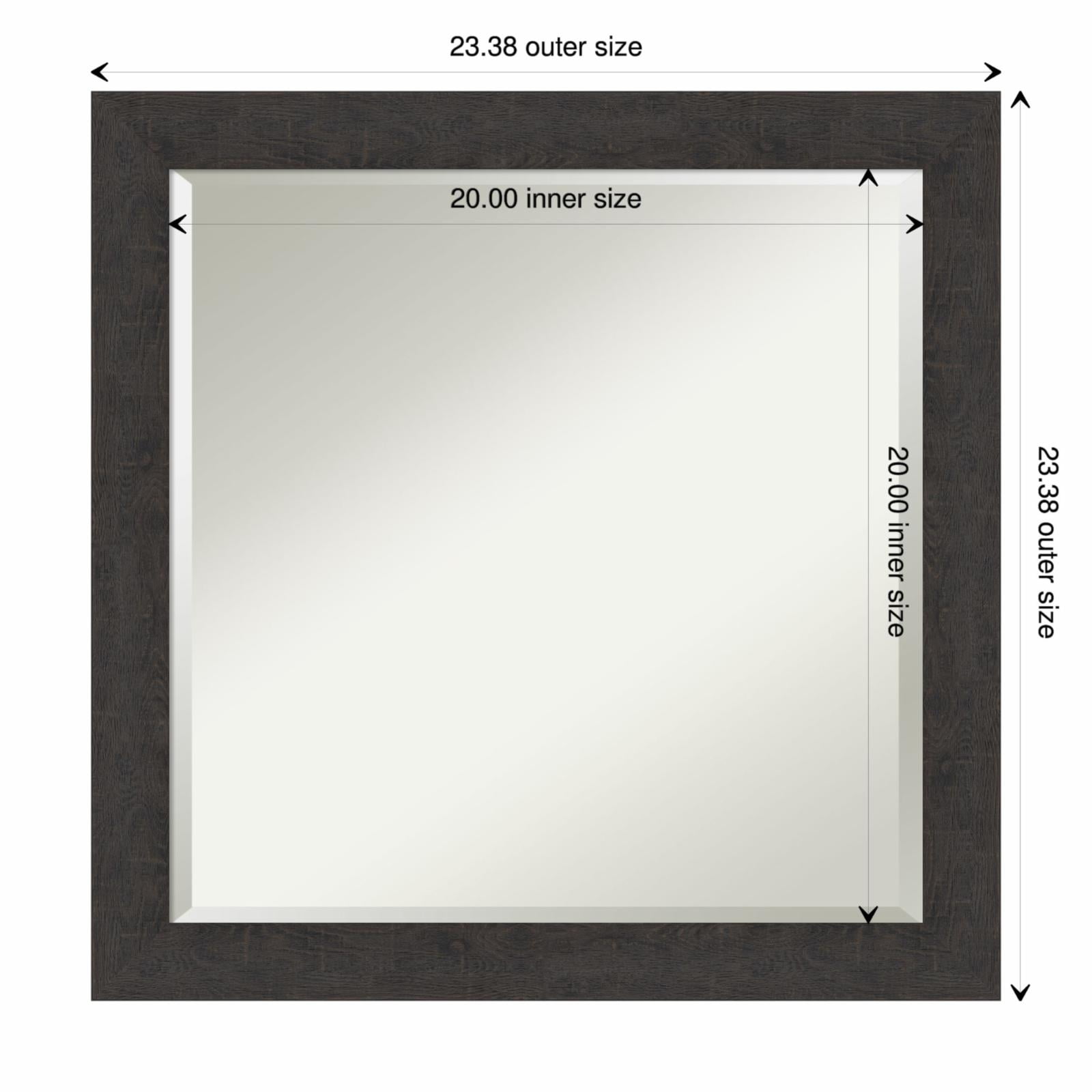 Rustic Plank Espresso Square Woodgrain Wall Mirror 23.38"