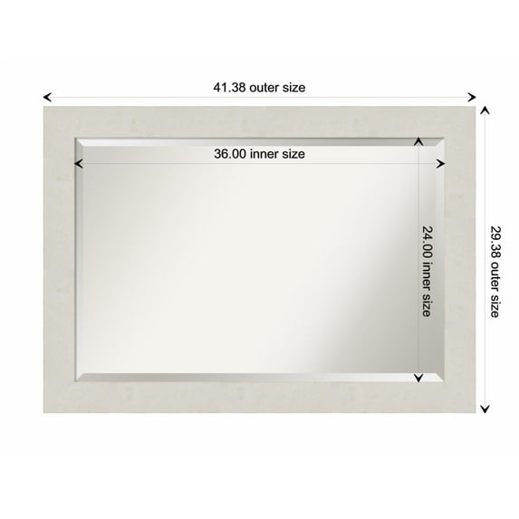 Amanti Art Rustic Plank White Framed Wall Mirror - 21.38 x 25.38 in