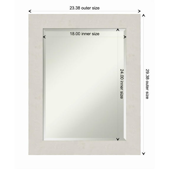 Amanti Art Rustic Plank White Framed Wall Mirror - 21.38 x 25.38 in