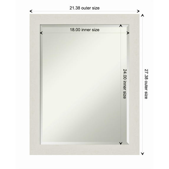 Amanti Art Rustic Plank White Narrow Framed Wall Mirror - 19.38 x 23.38 in
