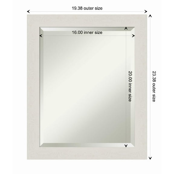 Amanti Art Rustic Plank White Narrow Framed Wall Mirror - 19.38 x 23.38 in