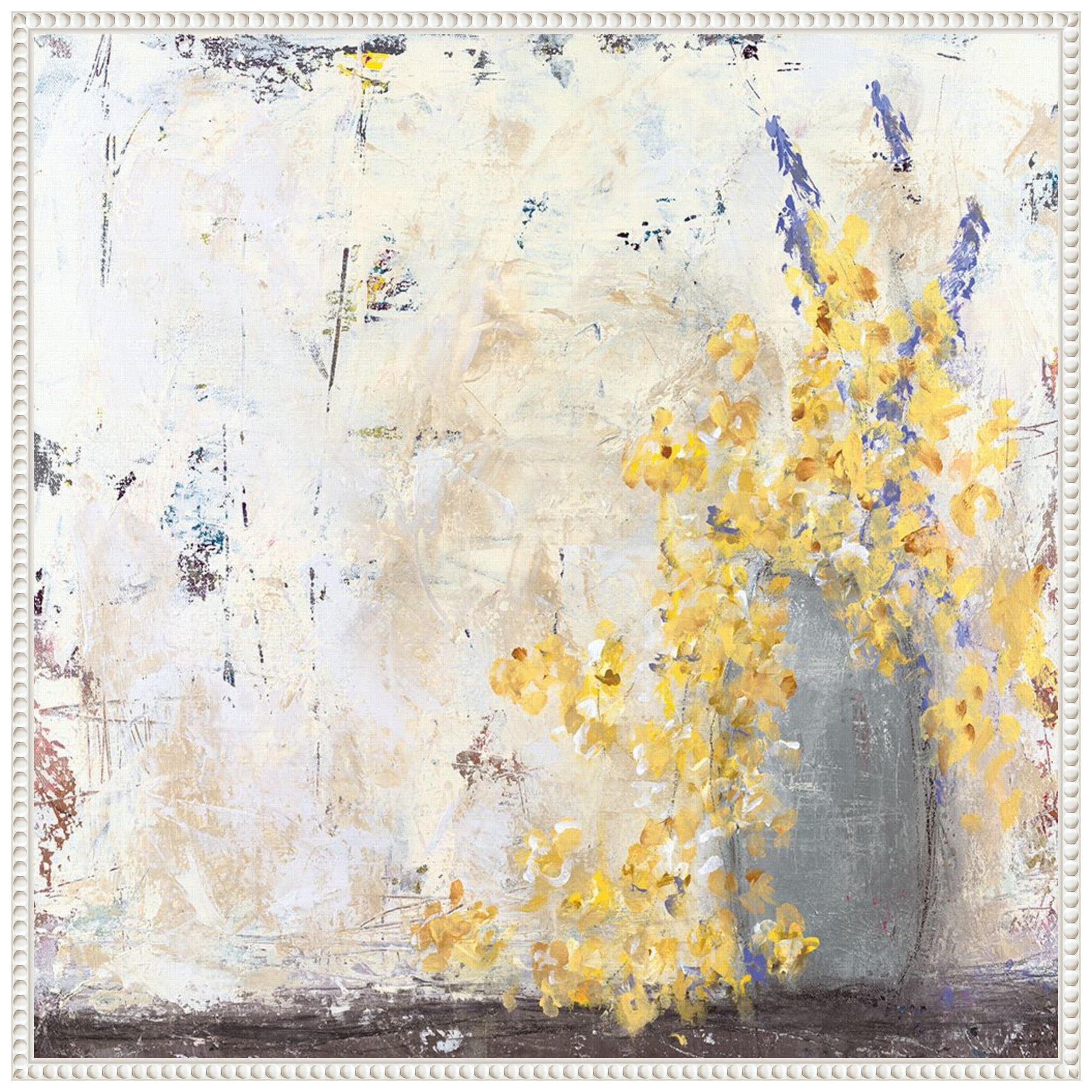 Sylvie Beaded White Framed Abstract Canvas Art Print, 30 x 30 Inches