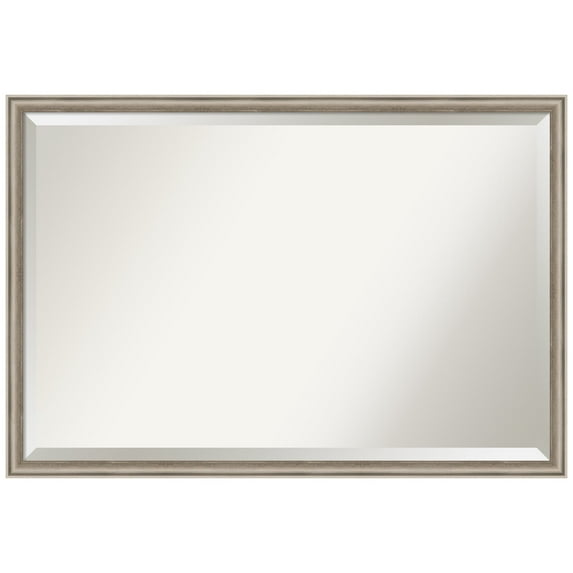 Amanti Art Salon Scoop Pewter Beveled Wood Wall Mirror 26 x 38 in.