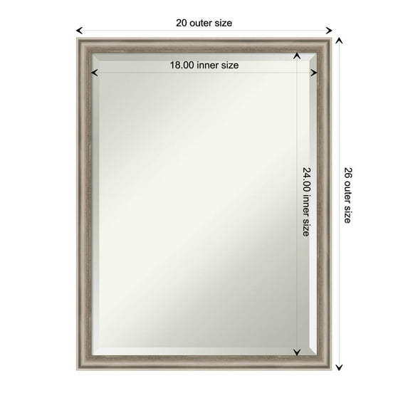 Amanti Art Salon Scoop Pewter Beveled Wood Bathroom Wall Mirror
