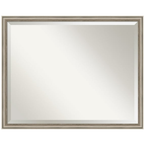 Amanti Art Salon Scoop Pewter Beveled Wood Bathroom Wall Mirror
