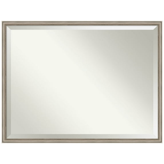 Amanti Art Salon Scoop Pewter Beveled Wood Bathroom Wall Mirror