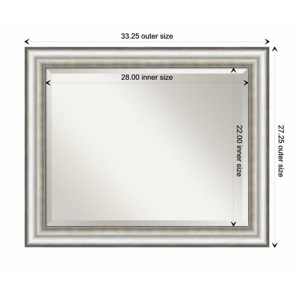 Amanti Art Salon Silver Framed Wall Mirror - 21.25 x 25.25 in