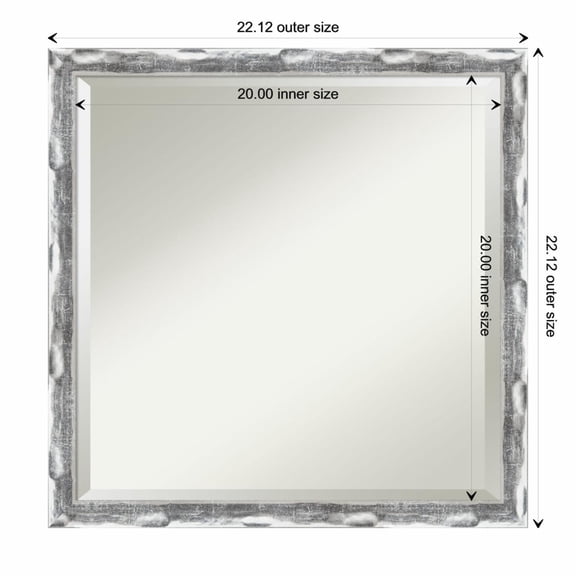 Amanti Art Scratched Wave Chrome Beveled Wood Wall Mirror 22.25 x 22.25 in.