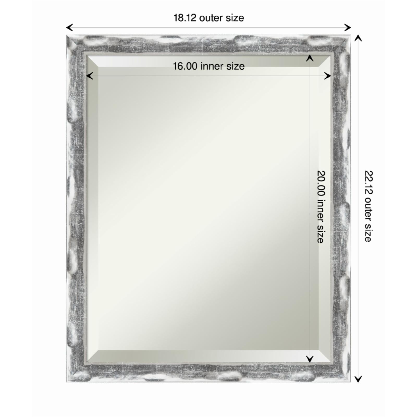 Scratched Wave Chrome Rectangular Wall Mirror - 18 x 22 Inches