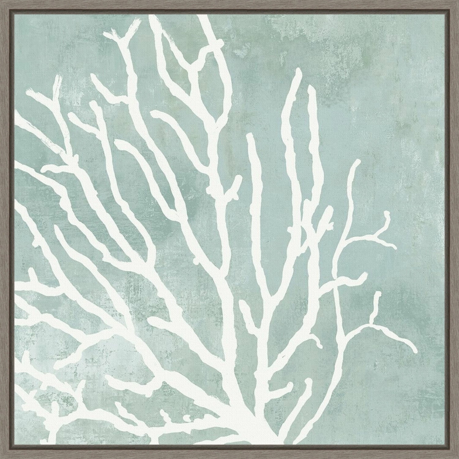 Sea Crown I Coral Print on Canvas with Gray Frame