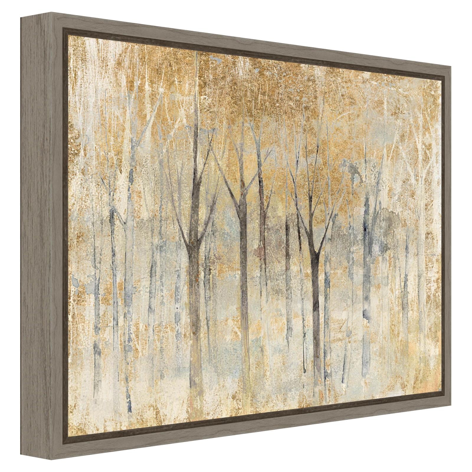 Autumn Gold Abstract Impressionist Framed Canvas Wall Art