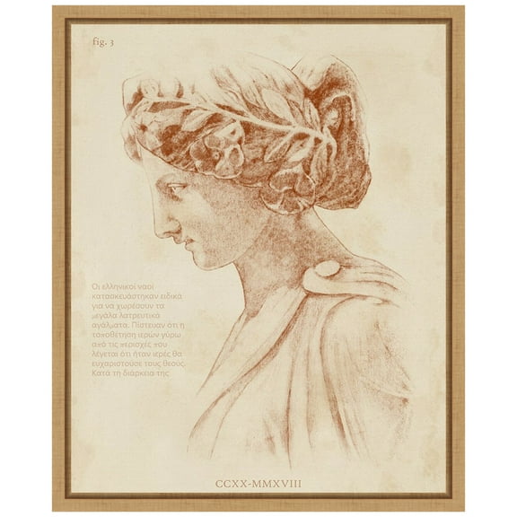 Amanti Art Sepia Greek Statues I Framed Canvas Wall Art Print