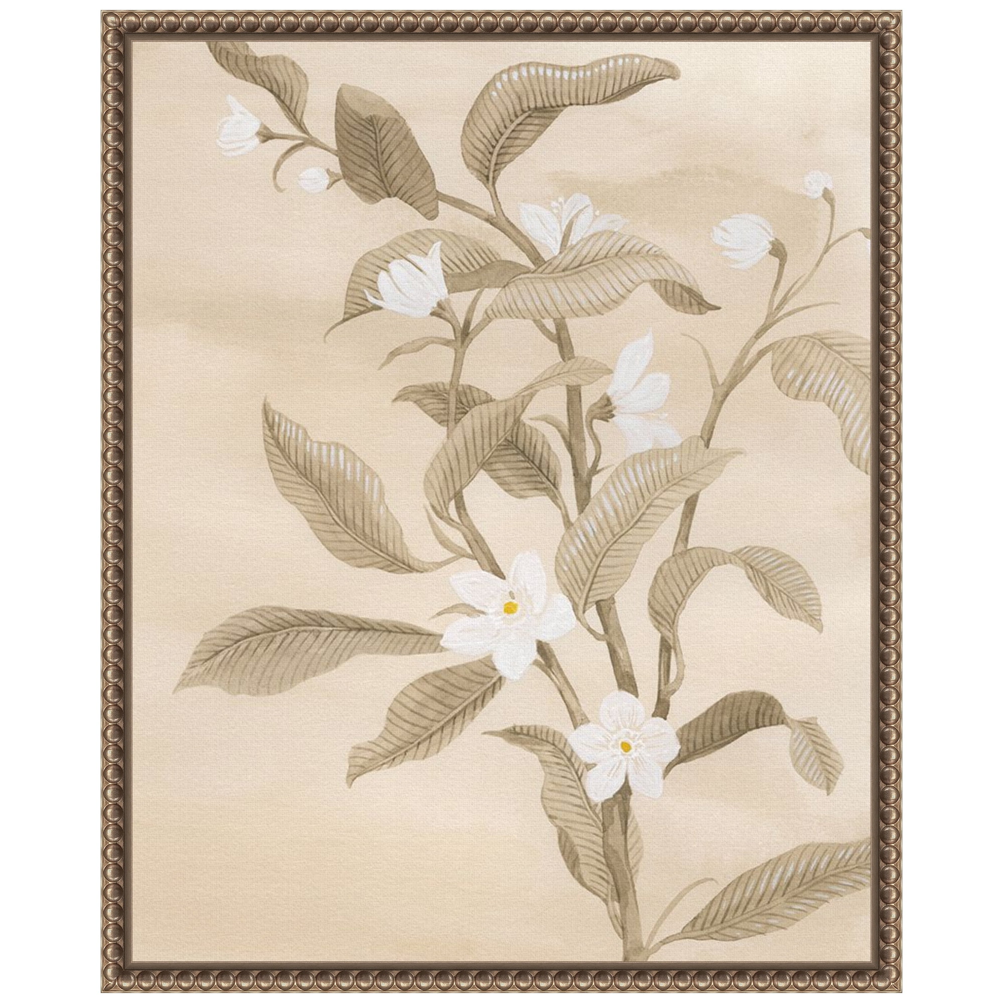 Sepia Orange Blossom Sketch II Canvas Wall Art with Bronze Frame
