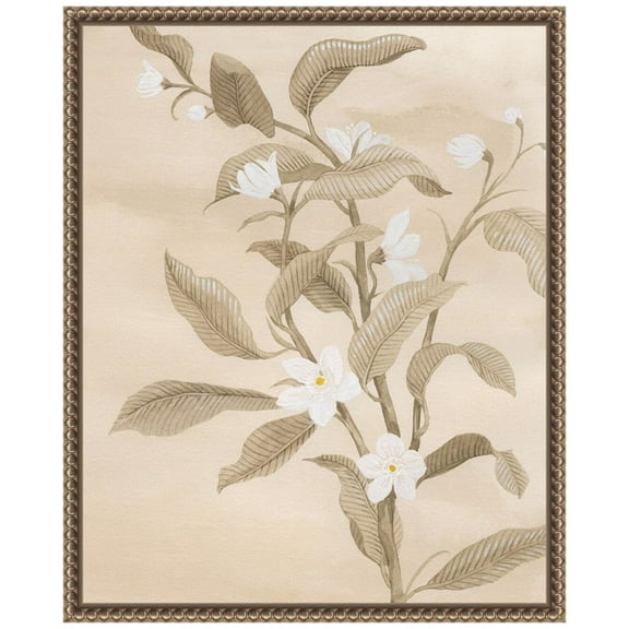 Amanti Art Sepia Orange Blossom Sketch II Framed Canvas Wall Art Print
