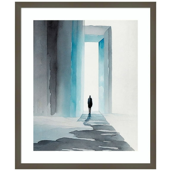 Amanti Art Shadows and Person Wood Framed Wall Art Print