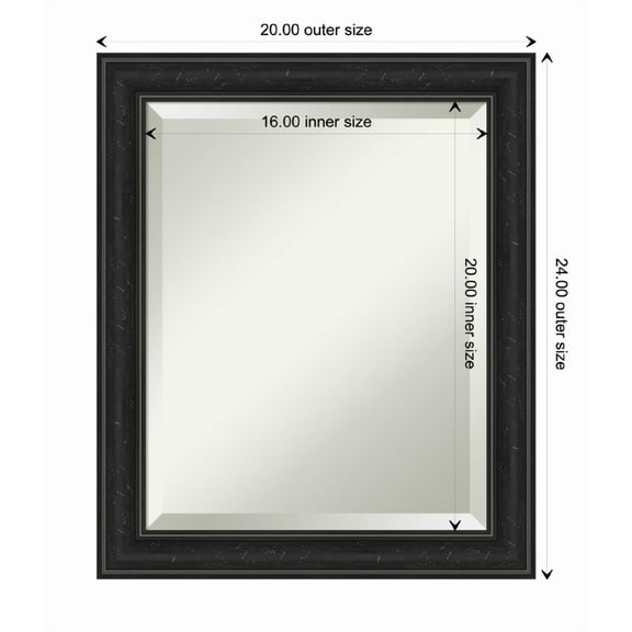 Amanti Art Shipwreck Black Narrow Framed Wall Mirror - 20 x 24 in