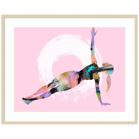 Amanti Art Side Plank Yoga Pose Zen Wood Framed Wall Art Print