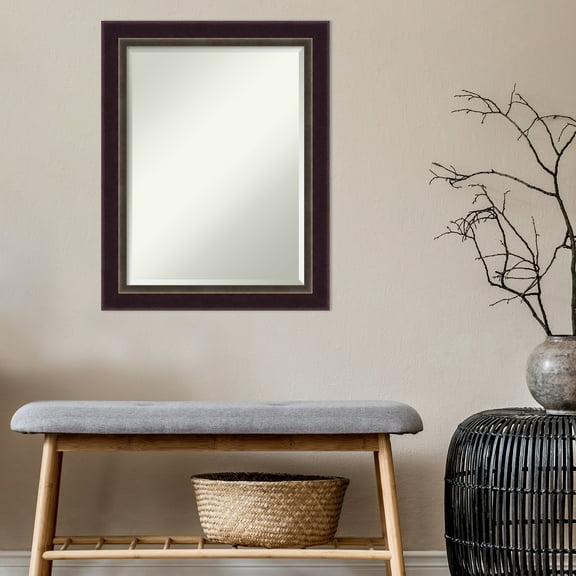 Amanti Art Signore Bronze Beveled Wood Wall Mirror 28.25 x 22.25 in.