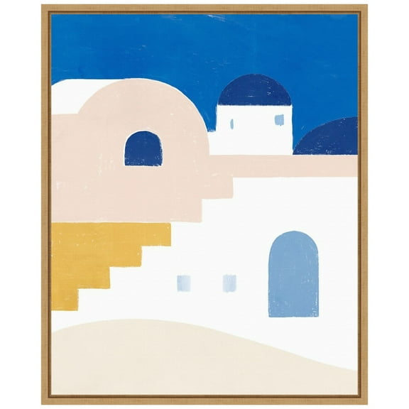 Amanti Art Simple Santorini I Framed Canvas Wall Art Print