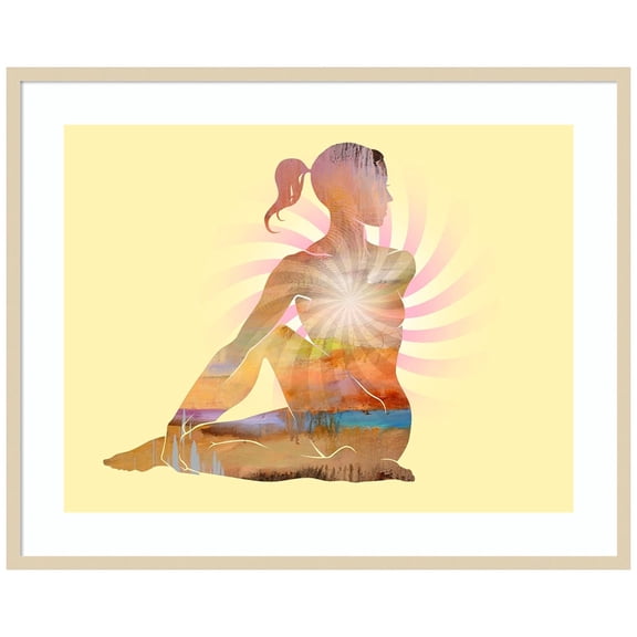 Amanti Art Sitting Twist Yoga Pose Zen Wood Framed Wall Art Print