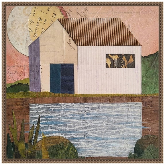 Amanti Art Small House V Framed Canvas Wall Art Print