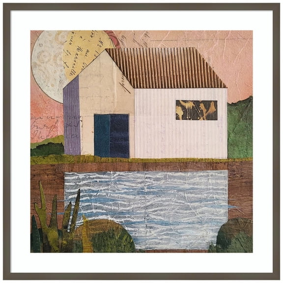 Amanti Art Small House V Wood Framed Wall Art Print