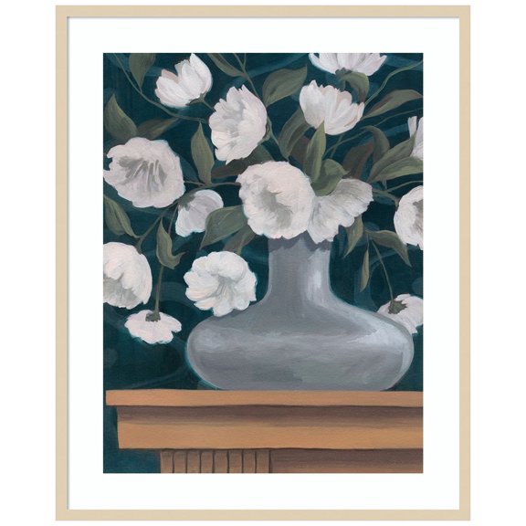 Amanti Art Snowball Posies II Wood Framed Wall Art Print