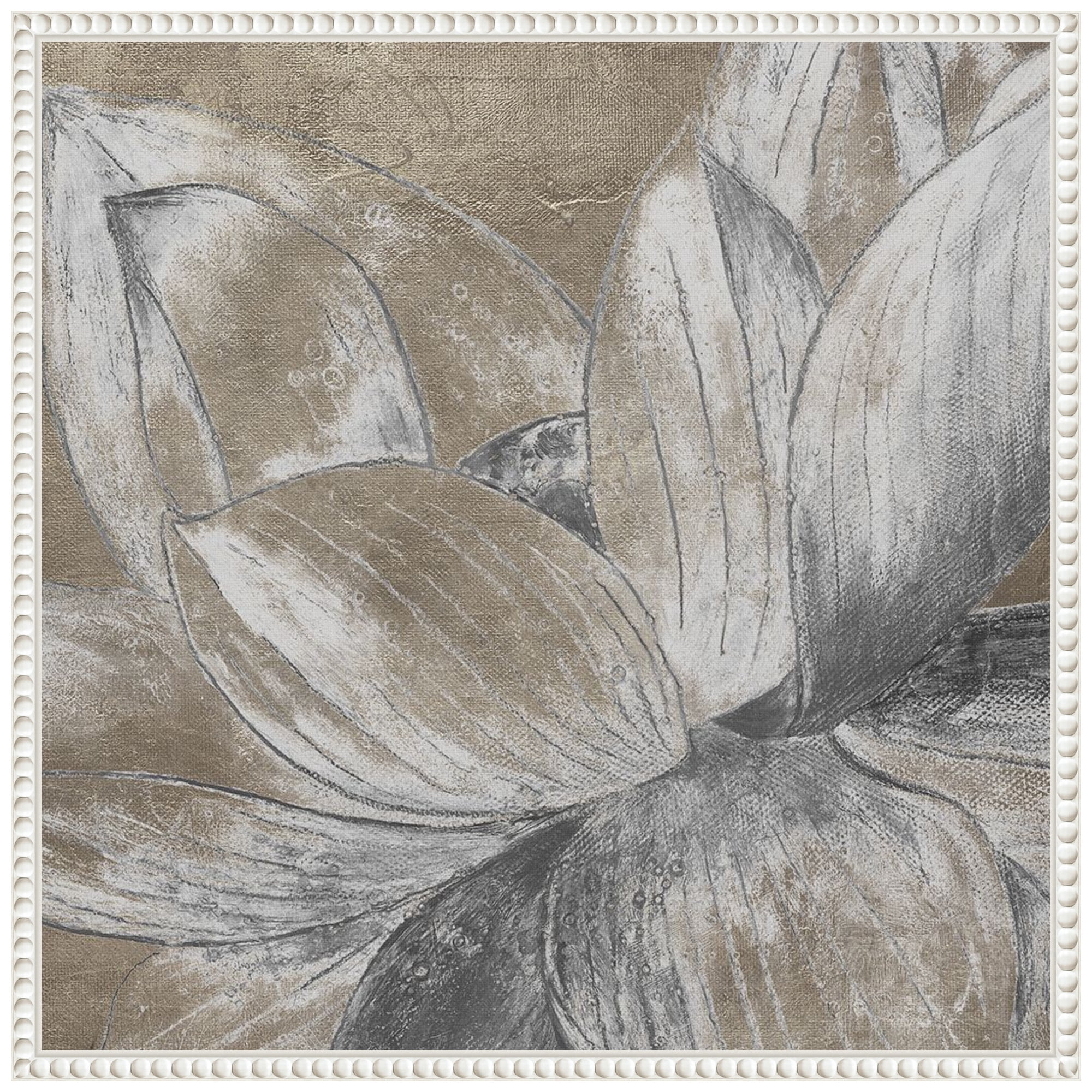 Beaded Framed Lotus Blossom Canvas Wall Art 22 x 22-in