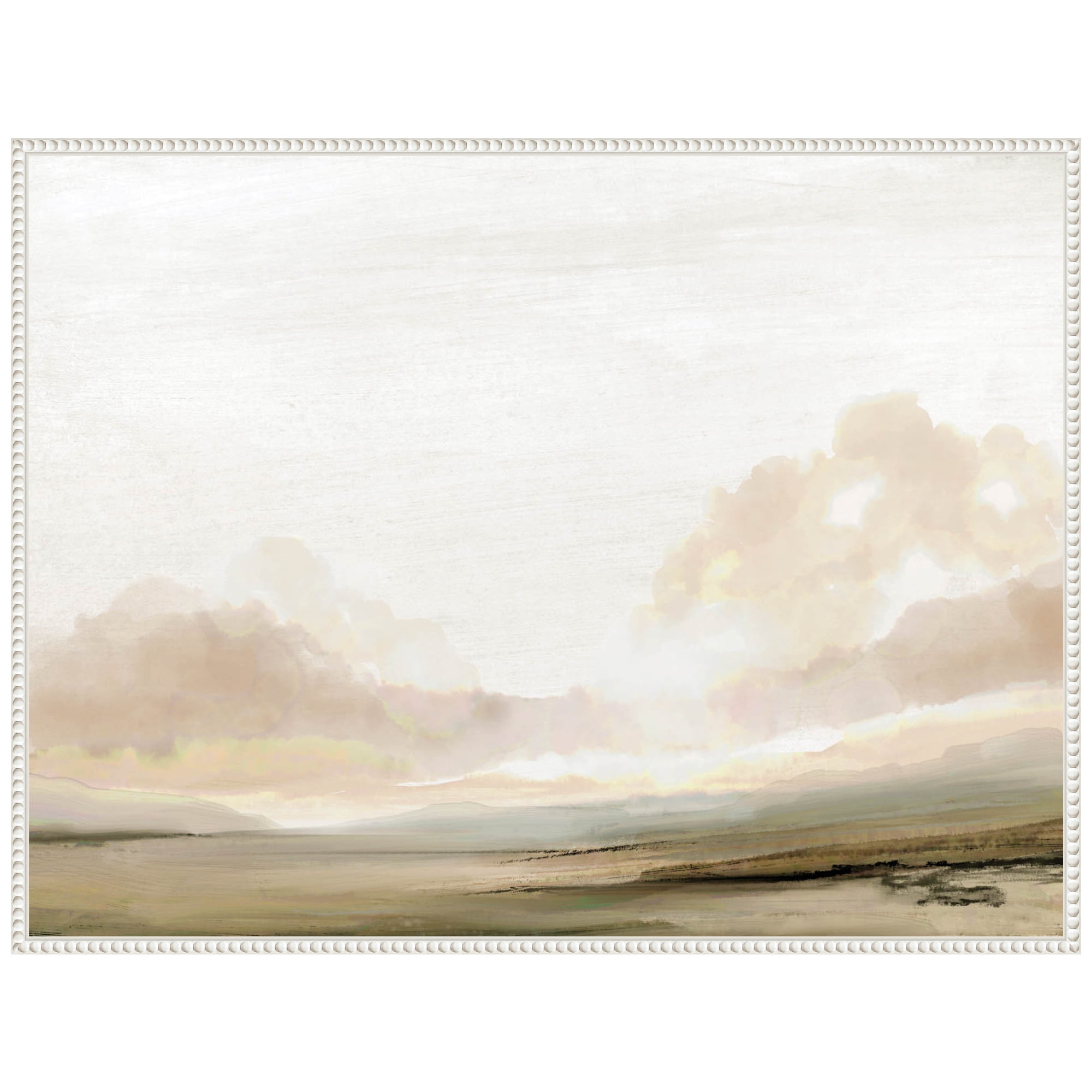 Southern Landscape Abstract Canvas Wall Art with White Beaded Frame