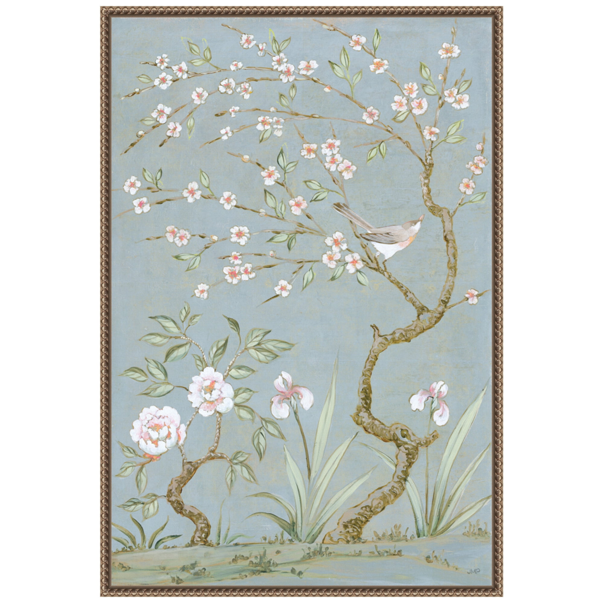 Spring Mural Blue Canvas Print with Bronze Frame
