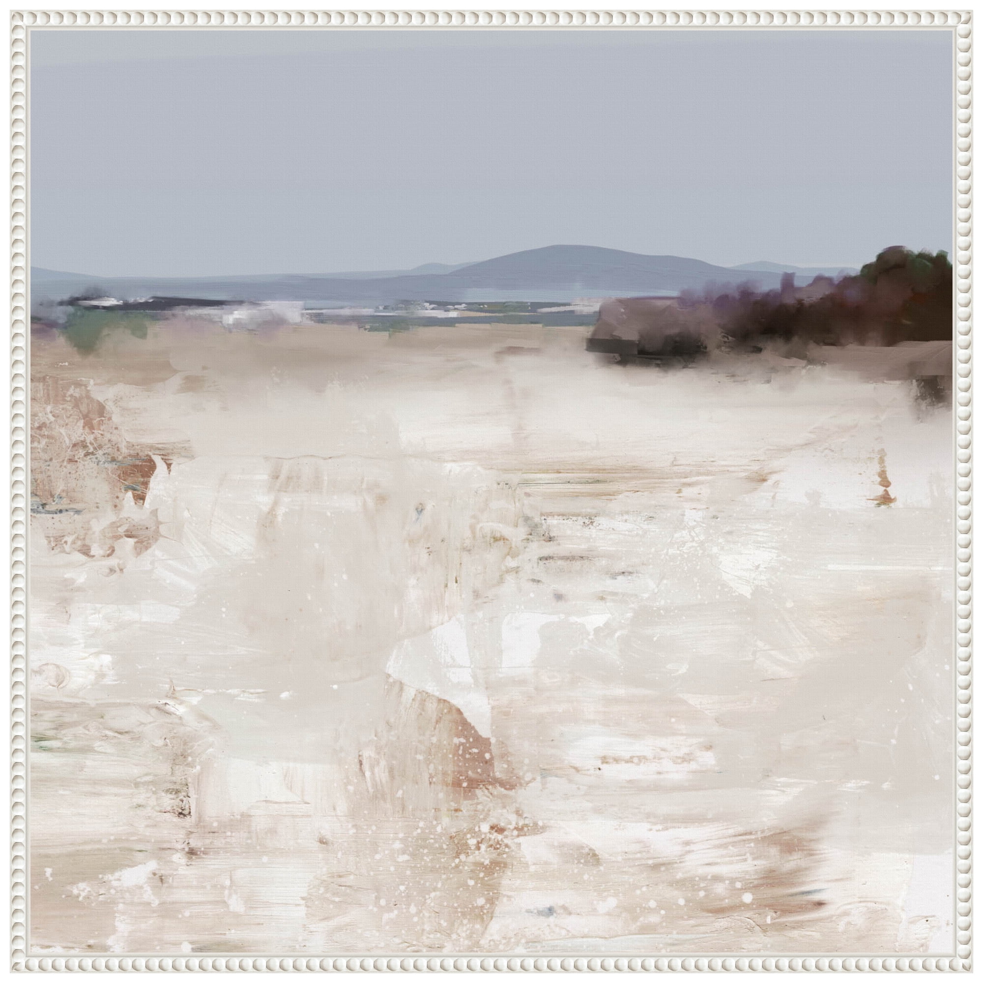 30"x30" Beaded White Framed Abstract Landscape Canvas Print