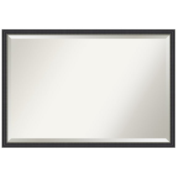 Amanti Art Stylish Black Beveled Wood Wall Mirror 26 x 38 in.