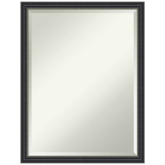 Amanti Art Stylish Black Beveled Wood Wall Mirror 26 x 20 in.