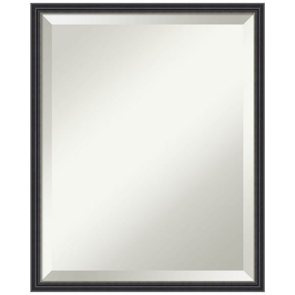 Amanti Art Stylish Black Narrow Beveled Wood Wall Mirror 21.25 x 17.25 in.