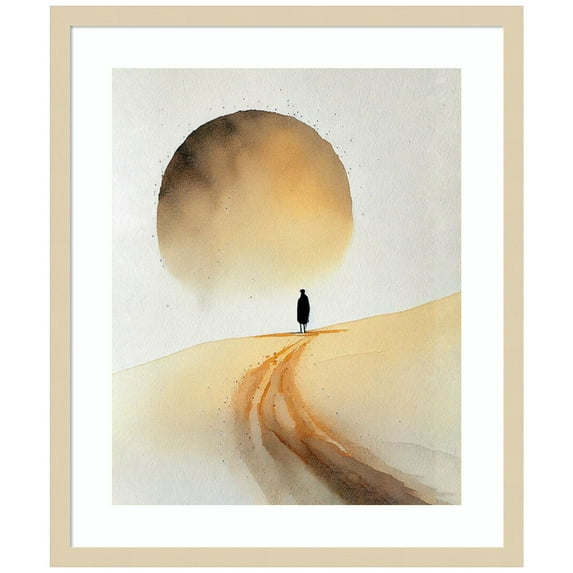 Amanti Art Sun and Person Wood Framed Wall Art Print