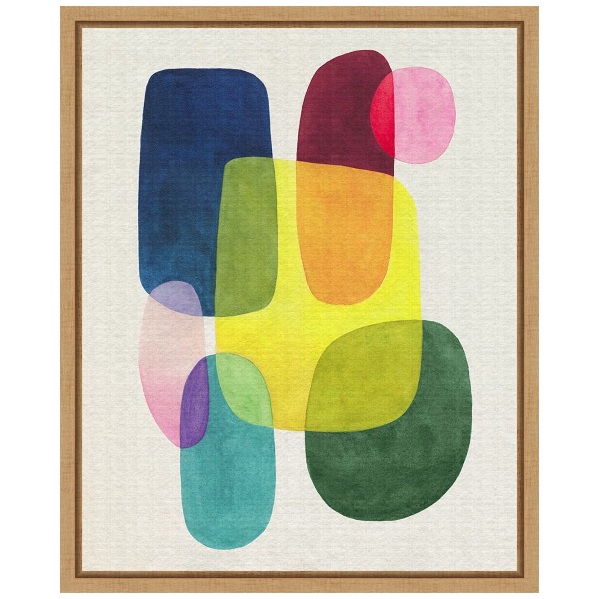 Sunlit Spectrum II Abstract Canvas Art with Maple Frame