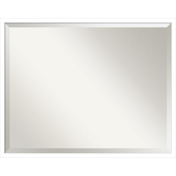 Amanti Art Svelte White Beveled Wood Wall Mirror 25.5 x 19.5 in.
