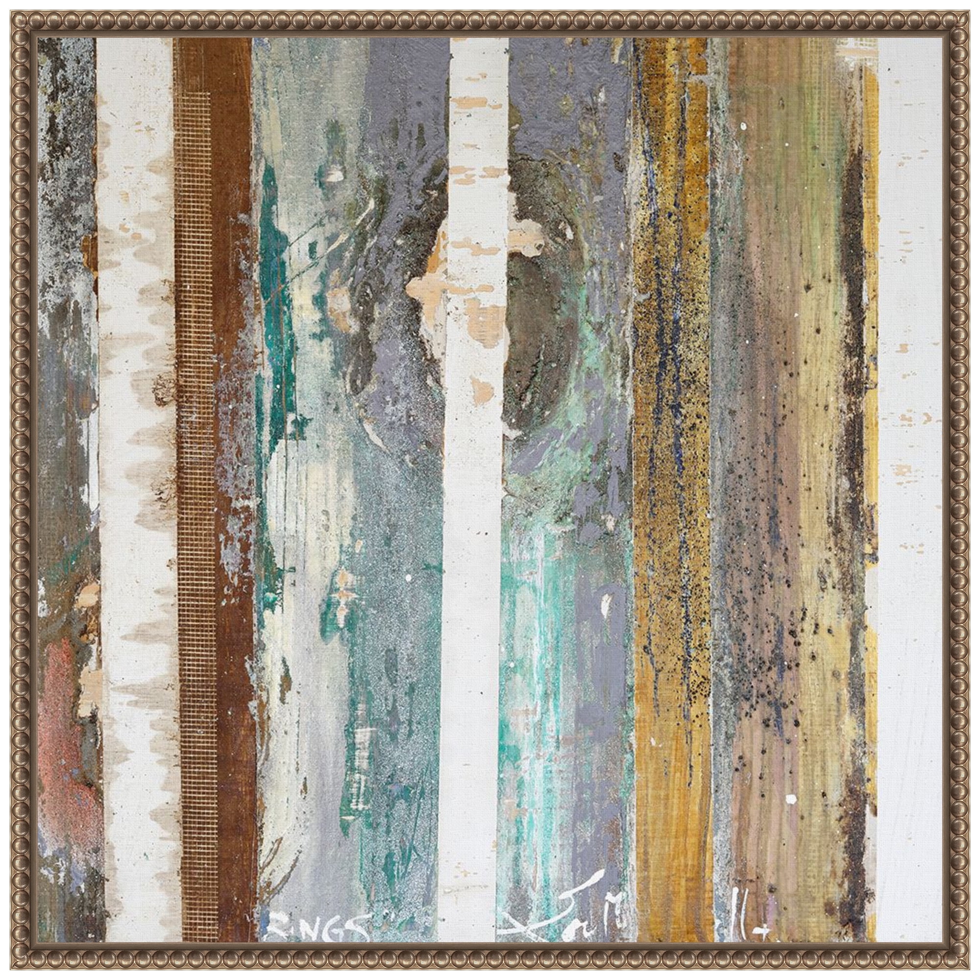 Textured Grain IV Abstract Canvas Wall Art with Bronze Frame