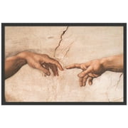 Amanti Art The Creation of Adam (Detail I) by Michelangelo Buonarroti Framed Wall Art Print (37 in. W x 25 in. H), Simply Satin Black Frame