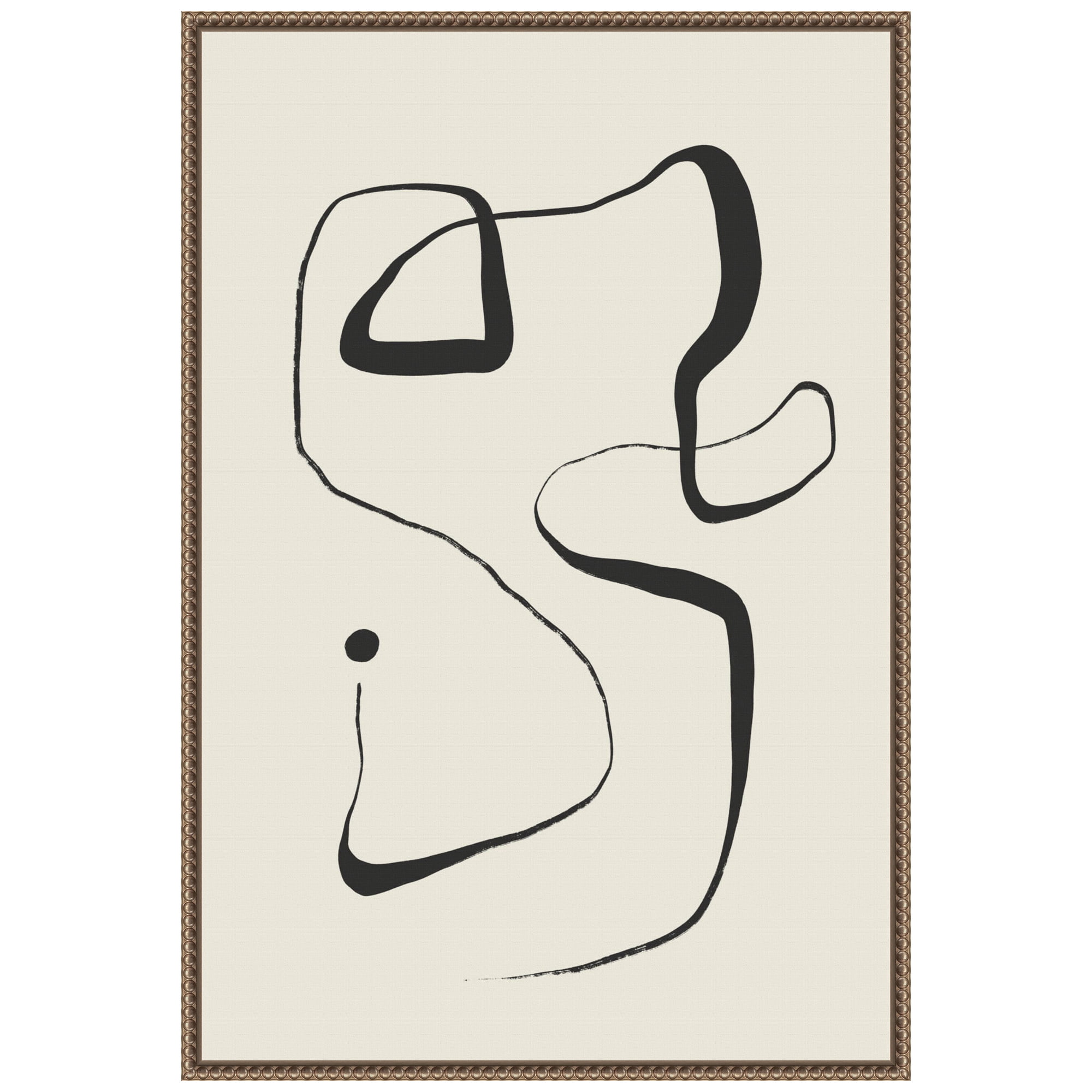 Abstract Black and White Canvas Wall Art with Brown and Gold Frame