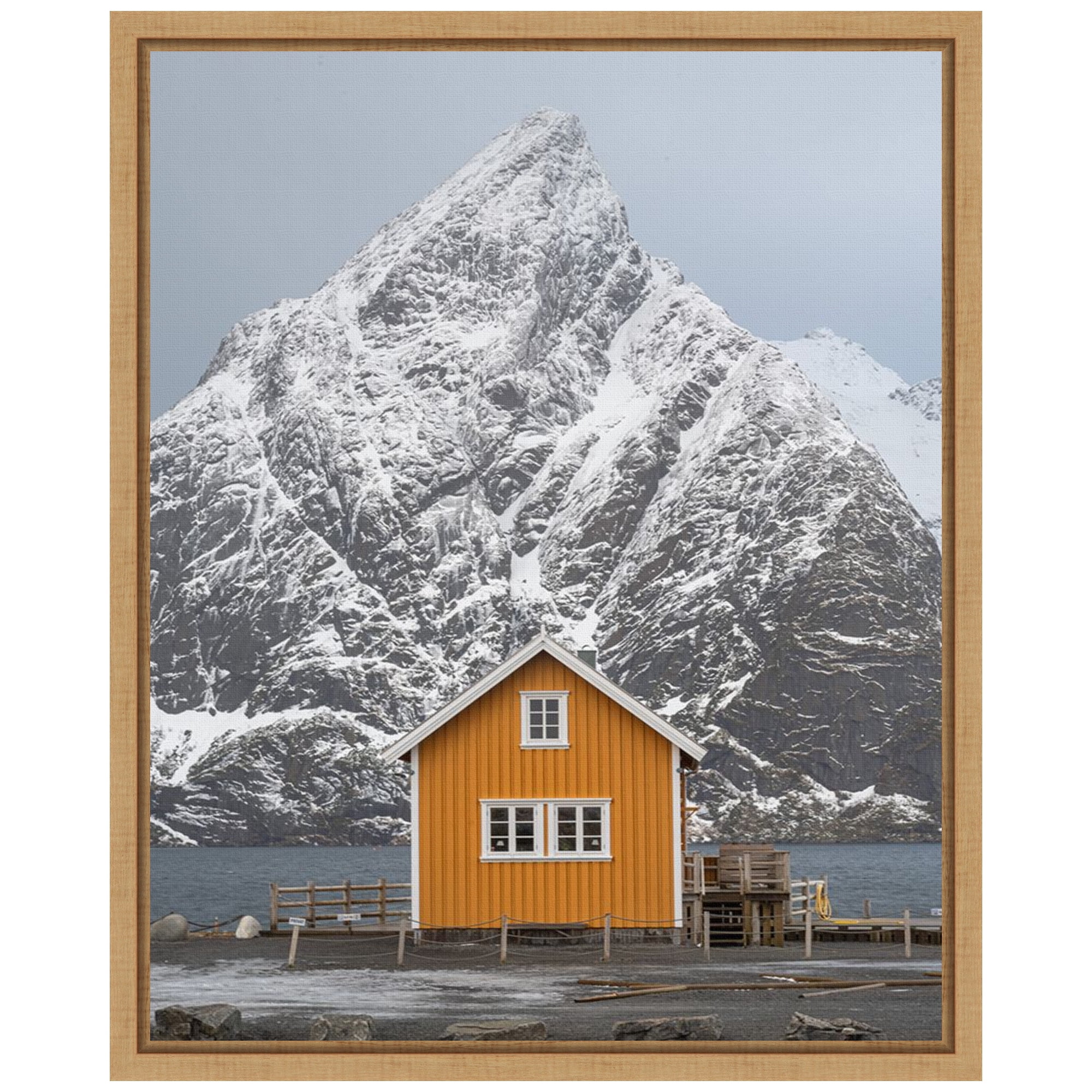 Yellow House Scenic Landscape Framed Canvas Wall Art