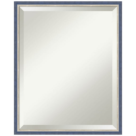 Amanti Art Theo Blue Narrow Beveled Wood Wall Mirror 21.25 x 17.25 in.