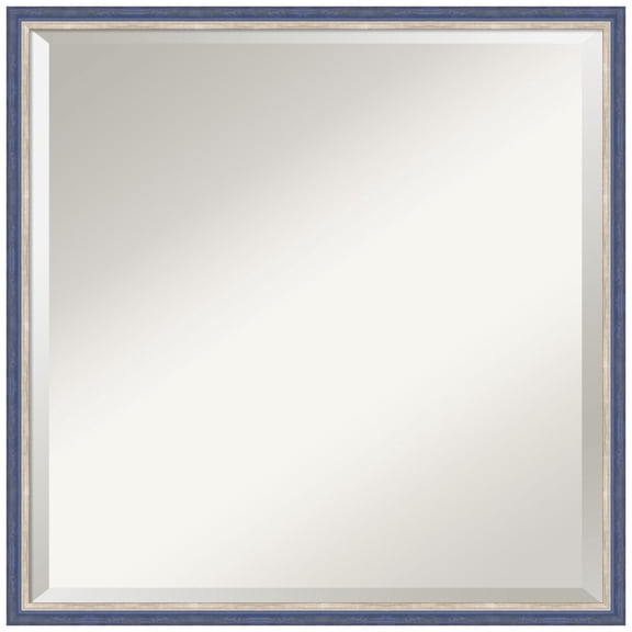 Amanti Art Theo Blue Narrow Beveled Wood Wall Mirror 21.25 x 21.25 in.