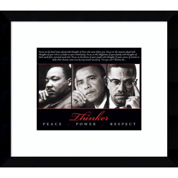 Amanti Art Thinker (Trio): Peace Power Respect Wood Framed Wall Art Print